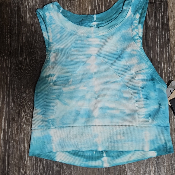 NUX One By One Crop Top Compression Sports Bra Blue Plunge XS NWT - Picture 4 of 6